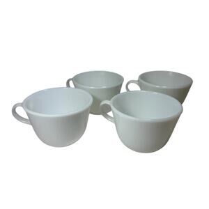 Pyrex White Milk Glass Coffee Tea Mugs Cups Corning, NY Microwave Safe Set of 4